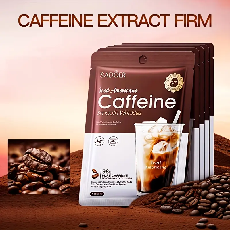 10pcs Coffee Facial Mask, Deep Moisturizing Mask, Hydrating Mask, Pure Coffee Essence, Latex-Free, Non-Greasy, Long-Lasting Moisturizing & Pore Tightening, Suitable for All Skin Types - Paper Mask for Smooth & Glowing Skin
