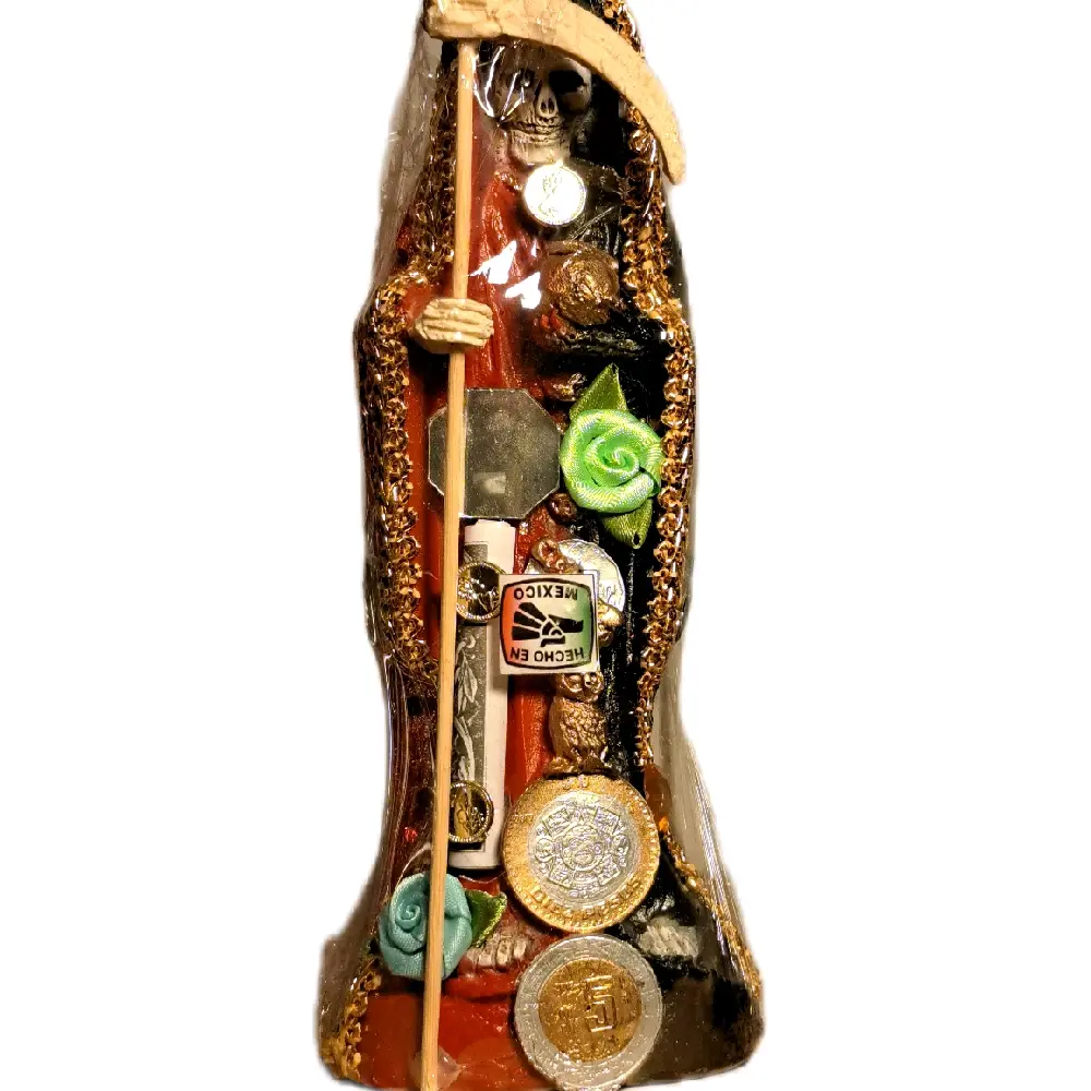 8 inch Hecho en Mexico Santamuerte Statue  with Unique Design and Decorative Elements Decoration Items Western Figurine