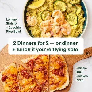 Hungryroot Healthy Weeknight Dinners | 2 Recipes | BBQ Chicken Pizza, Lemony Shrimp Bowl | 4 Servings