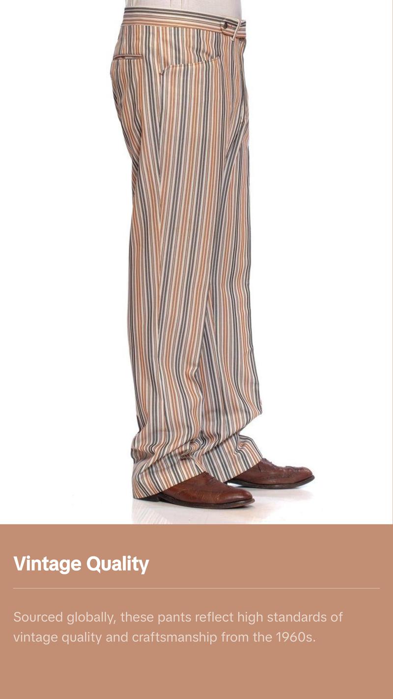 1960S GLEN OAKS Striped Polyester Men's Pants
