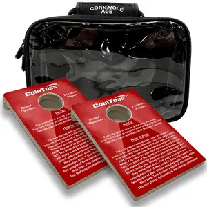 2 CoinToss Boards and Carry Case Set | Speed Quarters - Light Red