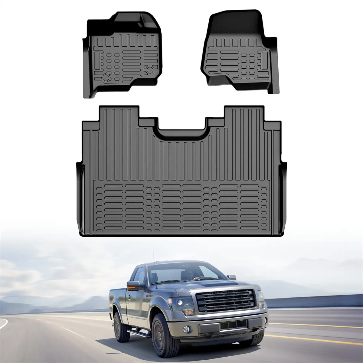 2015-2025 – 3PC set of all-weather TPE floor liners, custom-fit for the rear row of Ford F-150 SuperCrew and 2022-2025 F-150 Lightning models (without underseat storage). non-slip front, Truck Floor Mats, Car Interior Accessory  fathersdaygi