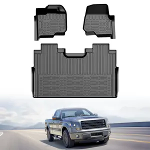 3PC set of all-weather TPE floor liners, custom-fit for the rear row of 2015-2025 Ford F-150 SuperCrew and 2022-2025 F-150 Lightning models (without underseat storage). non-slip front