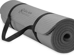 2/5 Inch Thick Yoga Mat with Easy-Cinch Carrier Strap, Non Slip Fitness & Exercise Mat for Yoga, Pilates, Stretching, Floor & Fitness Workouts - Multi Color