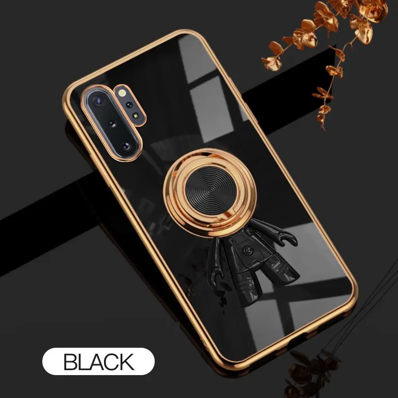 For Samsung Galaxy Note 10 Plus 6D Astronaut Electroplated Ring Stand Phone Case HNTKR-0059