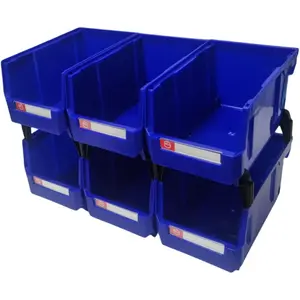 Storage Organizer Bins,Wall Mount Storage  Rack,Stackable Shop Tool Bins for store Screws,Small ,Office Supplies and other Accessories Blue (6Pack)