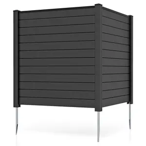 COSTWAY - Freestanding 48 x 48 Inch Air Conditioner Fence with Metal Ground Stakes-Black