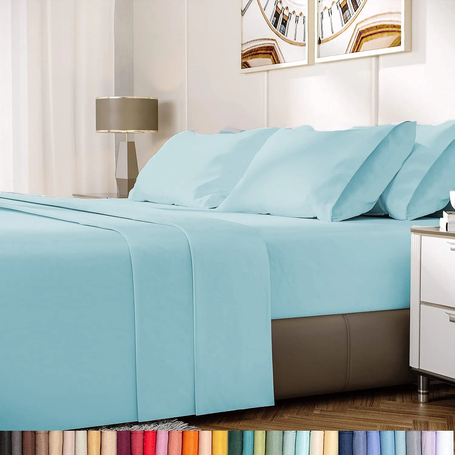 Luxury Hotel 6-Piece Rayon from Viscose Bamboo Blend  Cooling Bed Sheet Set