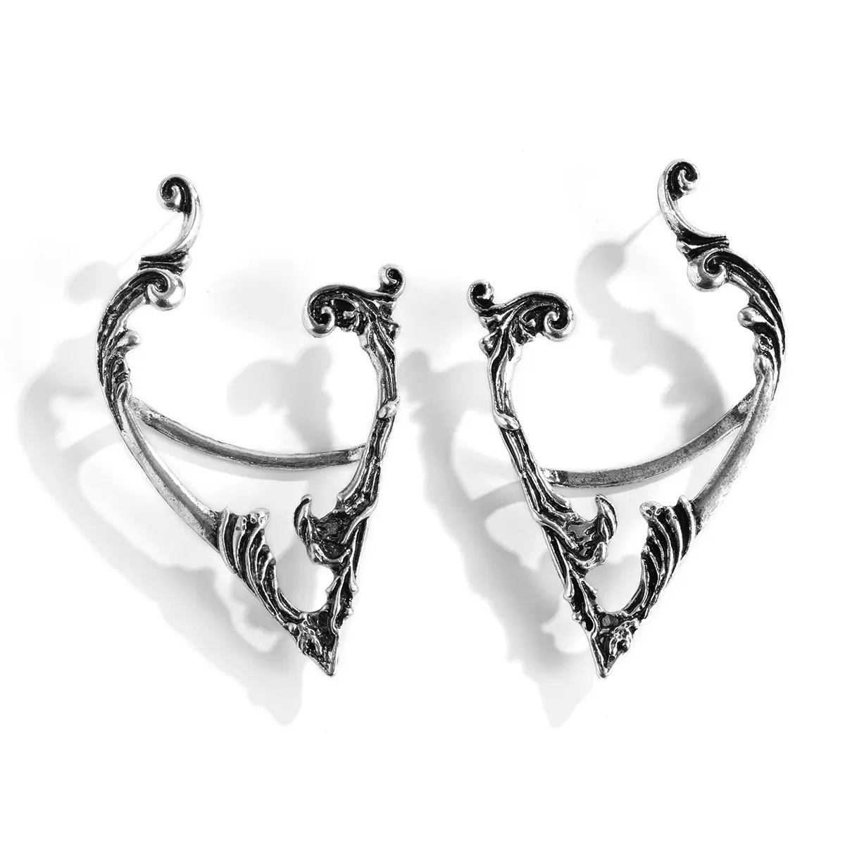 Creative irregular irregular dark series old earrings elf ear hooks Personalized three-dimensional cold style earrings a pair
