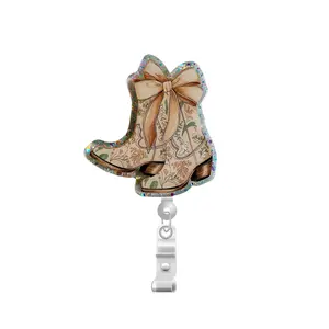Floral Cowboy Boots Badge ~ Retractable Badge Reel ID Holder ~ Customizable ~ Handmade ~ Nurse Badge Reel ~ Teacher Lanyard ~ Magnetic Pin ~ Stethoscope Tag ~ Magnet ~ Phone Grip ~ Misc ~ Cowgirl ~ Country