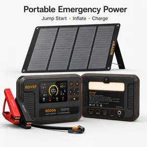 6000A Portable Car Jump Starter with Built-in OBD2 Scanner and 160PSI Air Compressor, 20000mAh 12V Ultra Safe Lithium Jump Box Battery Pack Power Bank with Fast Charge LED Light for Cars Trucks SUVs RVs Roadside Emergency Winter Driving