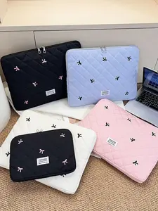 Laptop Bag Tablet Case Shockproof Inner Pouch Bowknot Notebook Small Square Storage Embroidered Handbag Simple Fashion Valentine's Day New Year Gift Laptop Sleeve