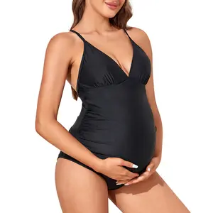 Summer Mae Pregnancy One Piece Bathing Suit With Cut Out Back Design