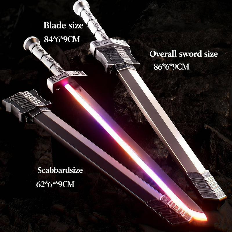 Cyberpunk SparkBlade Lightsaber Toy 34" with Sound & Fog Seven-Color Streaming Lights for Rave Cosplay Display Immersive Neon Design