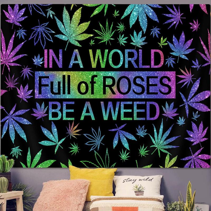 60in x 40in tapestry GOAOK Trippy Weed Tapestry, Cool Psychedelic Cannabis Leaf and Funny Quotes Tapestry for Men Bedroom Aesthetic Hippie Boho Marijuana Leaves Stoner Tapestry for Bedroom Living Room 60"x40"