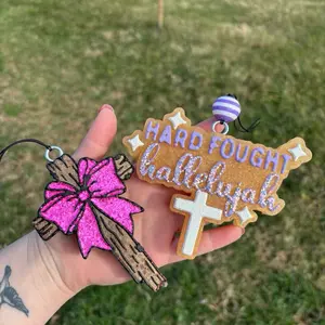Cross with bow / Hard Fought Hallelujah Freshies / Christian Car Air Freshener Faith-Based Decor Inspirational Gift for Friends Family Church Members