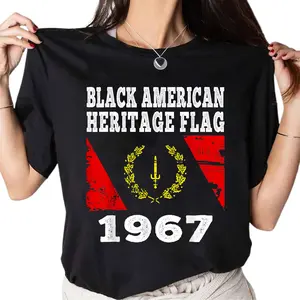100% Cotton Black American Heritage Flag 1967 Vintage T-Shirt