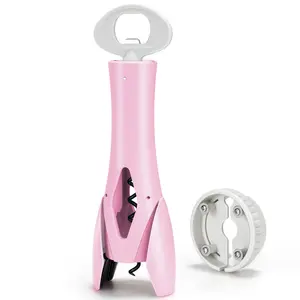 Wine Bottle Opener with Foil Cutter,Sharp Screw - Easy to Use, Effortless Cork Removal, Sturdy Cork Screw for Gifts, Wine, Bottles - Pink Kitchen Utensils Opening Plastic