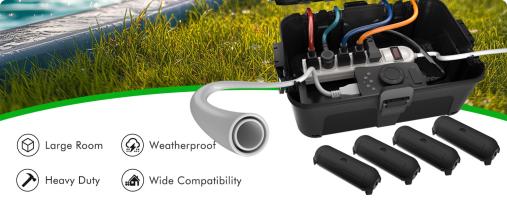 RESTMO 5-Piece Outdoor Waterproof Electrical Box Set – 12.5" x 8.5" x 5" Large & 7.1" x 2.3" x 2.3" Small, Weatherproof Boxes for Power Strip, Outlet, Plug, Socket, Timer, Holiday Light, Black RESTMO 5-Piece Outdoor Waterproof Electrical Box Set – 12.5" x 8.5" x 5" Large & 7.1" x 2.3" x 2.3" Small, Weatherproof Boxes for Power Strip, Outlet, Plug, Socket, Timer, Holiday Light, Black