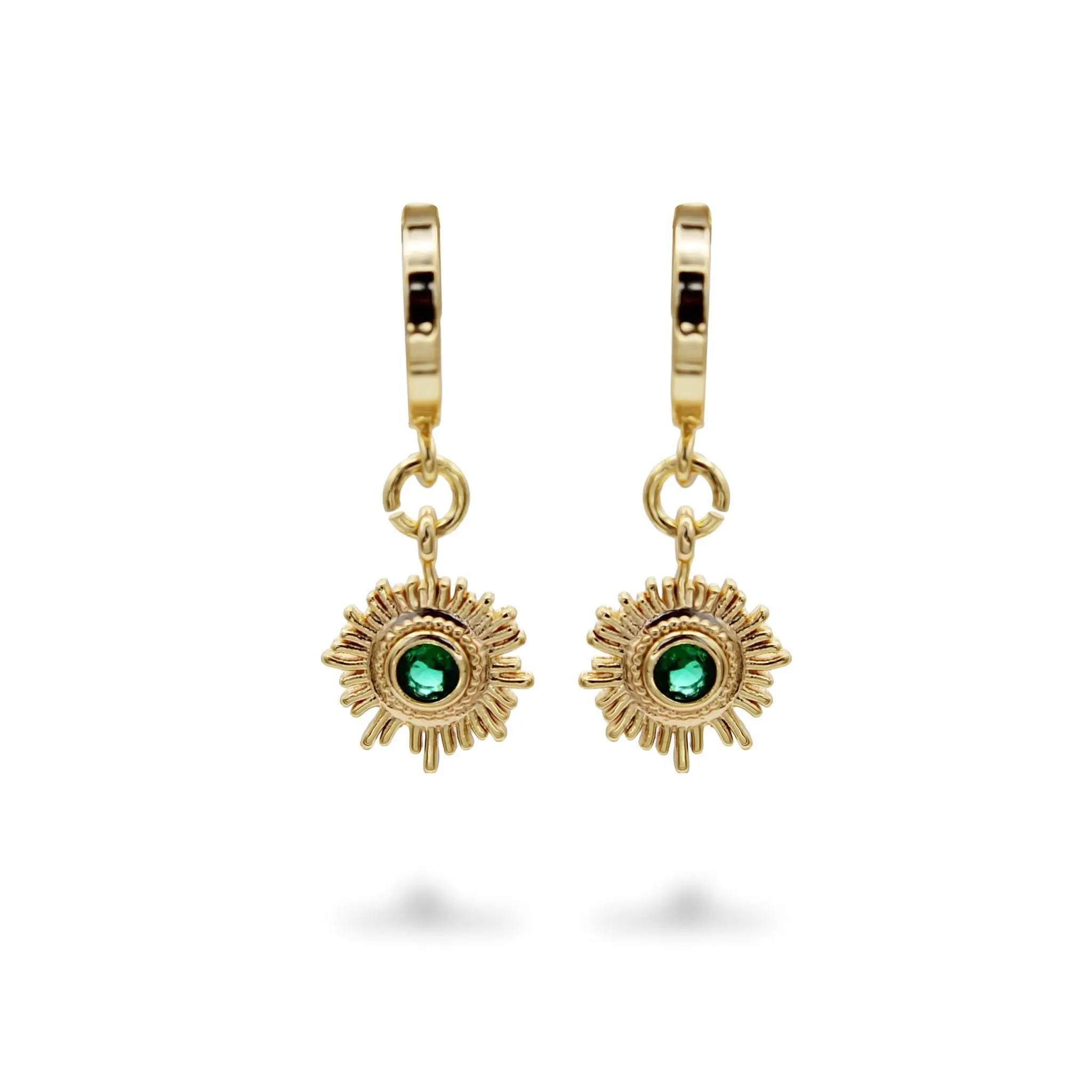 Emerald Sun Earrings, Dangly Earrings | Gold Filled Earrings, Sun Earrings, Gold Filled Jewelry