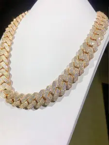 Custom Rap Artist Jewelry Gold Plated Miami Hip Hop Diamond Necklace, Vvs Full Diamond Ice Crystal Cuban Chain, Unisex, Easter Thanksgiving Gift