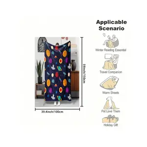 1pc Flannel Space-Themed Blanket - Soft, Warm, And Comfortable With Astronauts, Planets, And Spaceships Design, Sofa, Bed, Or Office, All-Season Use, Washable,, Halloween & Gifts, Office Comfort | Cartoon Print Blanket | Washable Cover, Space Room Decor