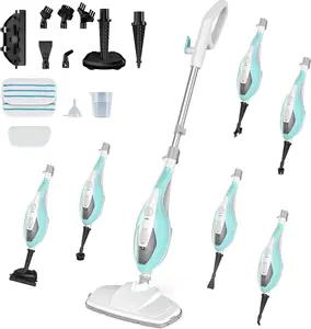 10-in-1 Steam Mop, 1550W Detachable Handheld Steam Cleaner for Floor Cleaning, 16FT Cord, 2 Washable Pads, Multi-Purpose Floor Steamer for Hardwood, Carpet, Tile, Grout, Windows