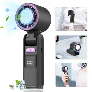 Handheld Portable Turbo Fan with Ice Cooler, Speed (1-199) Rechargeable Personal Fan,Small Pocket Fans for Travel/Outdoor/Home/Office