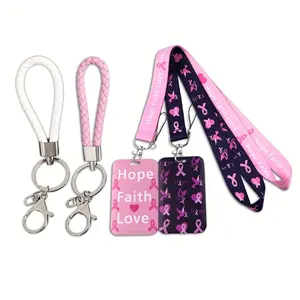 3-Piece Set ID Badge Lanyard, Bow Print Keychain/card Holder, Cute Design, Multifunctional Strap, Multiple Color Options