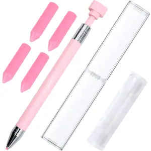 Diamond Painting Pen with Wax, Refillable Wax Pen, Rotating Glue Point Drill Pen for Nail Art Rhinestones, Diamond Art Accessories and Tools, Quickly Pick Up Beads Gems