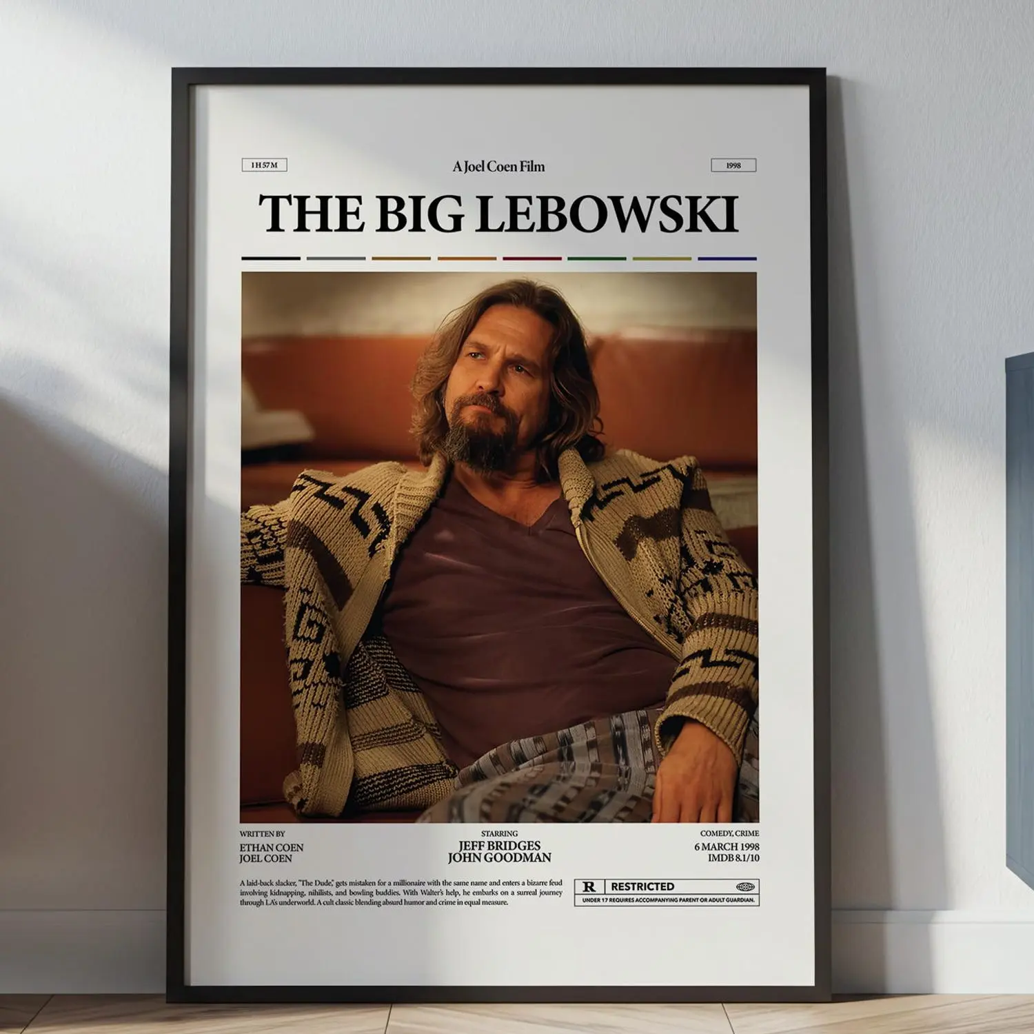 The Big Lebowski Poster, The Dude Poster, Joel Coen Film The Big Lebowski Print, Jeff Bridges Poster, Cult Movie Poster, Gift Movie Wall Art