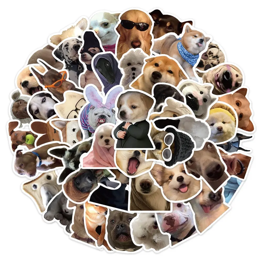 50PCS Cute Dogs MEME Waterproof Stickers For PHONE Case Cellphone Notebook Helmet Decal Accessories