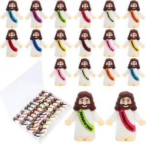40 Pcs Mini Jesus Figurines in Bulk, Little Jesus Loves You Figures to Hide Tiny Action Figure for Crafts Pocket Seek Religious Gifts Christmas Stuffers Fillers Sunday School Baptism Christ Savior