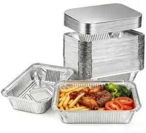 60 Pack Disposable Aluminum Foil Pans with Lids (8.5"*6", 2.25 LB Capacity) - 60 Pans & 60 Cardboard Covers, Disposable Food Containers for Baking, Meal Prep, Storage and Freezer