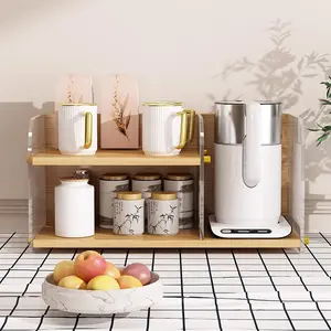Desktop storage shelf, acrylic dining table, multi-layer storage and organization shelf, household table, tea and water bar, water cup shelf, Acrylic Display Rack