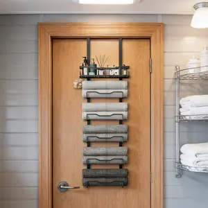 Towel Racks for Bathroom Over The Door Towel Racks Towel Storage Organizer with Metal Shelf Basket for Bathroom Rv Camper