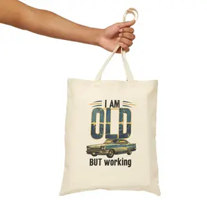 Vintage Car Quote Tote Bag, I Am Old But Working, Casual Shopper Bag, Gift for Car Enthusiasts, Funny Eco-Friendly Bag
