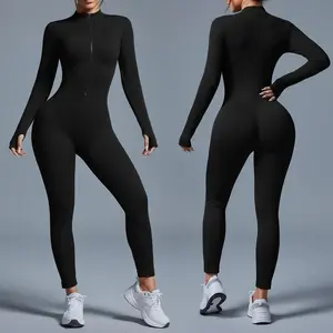 Women's Slim Fit Sports Jumpsuit, Waist Tightening Design, Stylish Cut, Sporty Comfy Workout Jumpsuit, Suitable for Indoor & Outdoor Activities, Gym Fashion Wear