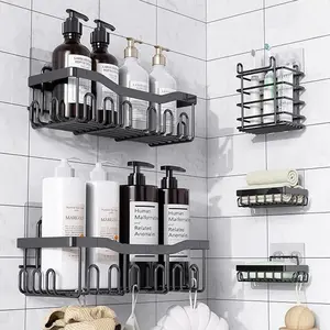5 Pack  Shower Caddy Rustproof Stainless Steel Bath Organizers With Large Capacity, No Drilling Shelves, Adhesive Corner Shower Caddy, for Bathroom Storage & Home Decor