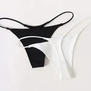 Women's Basic Fashion Lady's Low-Waist G-String Underwear, Pure Color, Breathable Seamless Polyester Thong, Thin Lace String, Comfortable Intimate Lingerie
