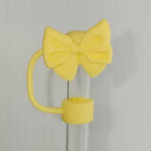 Coquette Bow 3D Silicone Straw Topper  - Yellow