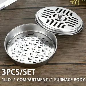 Stainless Steel Mosquito Repellent Box Set, Fireproof Portable Mosquito Rack, Indoor Outdoor Use, Includes Lid, Divider, Burner