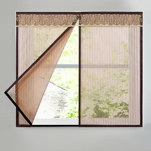 1pc Seamless Magnetic Closure Door Window Screens Anti-mosquito Fly-proof Removable Window Mesh Curtain Breathable Self-adhesive