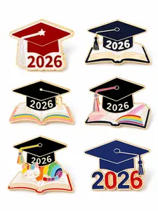2026 Graduation Pin Set, 6 Piece Alloy Enamel Hat Pins, Student Lapel Pins, Teacher Graduates, Cute Party Gifts and Souvenirs
