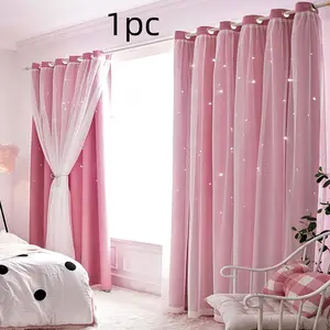 Double Layer Curtain, 1 Count Solid Color Blackout Curtain, Fashionable Curtain for Home Living Room Bedroom, Home Decor, Home Decoration Curtain