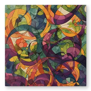 MWW C1MP3232RYABBR Large Metal Print - 32x32 in. Green Design Abstract Geometric Decorative Metallic Wall Art for Stylish Home Decor, Abstract Geometric Prints, Decorative Metallic Prints