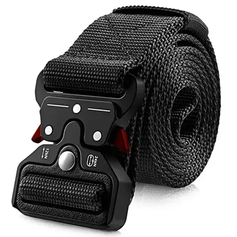 Men's Heavy-Duty Breathable Canvas-Nylon-Polyester Tactical Protective Belt - 1-Sec Quick Release Buckle, Casual Dress Option, Outdoor Enthusiasts/Cyclists Accessory, Men's Clothing/Tactical Accessories for Adults