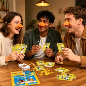 You Laugh You Lose Duckbill Party Game, Funny Family Board Game with 150 Challenge Cards, 5 Duckbill Props & 60 Gold Coins, Interactive Game Night, Tabletop Card Game for Kids and Adults, Birthday Party, Family Gathering, 2-8 Players Ages 8+