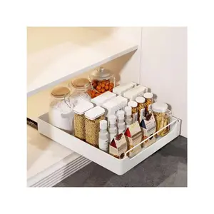 Slide Out Cabinet Organizer  Sliding Drawer Pantry Shelf With Damping Guide  Nylon Adhesive  Heavy Duty Slide Out Pantry Shelves For Bathroom  Kitchen 35cm