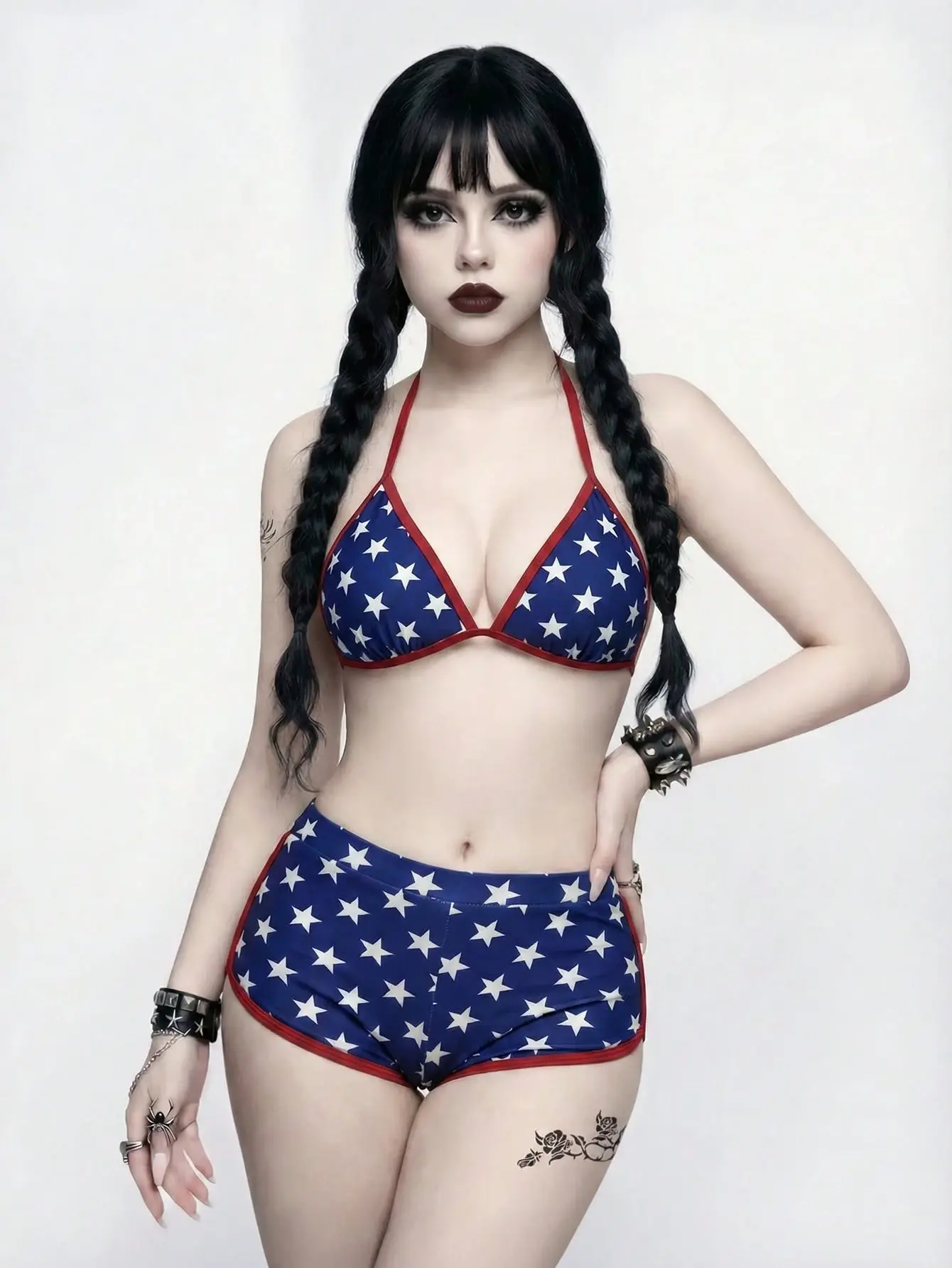VYNCE Bikini 2 piece set star print American flag high waist 4th of July beach vacation summer outfit